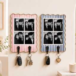 Custom Photo Strip Key Holder, Couple Strip, Wood Frame For Keys, Housewarming Gift, Wedding Gift Couple, Anniversary - thumbnail 3