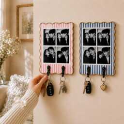 Custom Photo Strip Key Holder, Couple Strip, Wood Frame For Keys, Housewarming Gift, Wedding Gift Couple, Anniversary - thumbnail 2