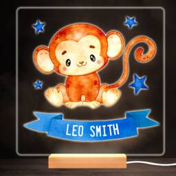 Monkey Animal Cute Colourful Square Personalised Gift Led Lamp Night Light - Bedroom - thumbnail 1