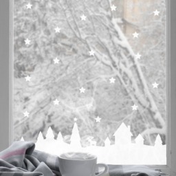 Christmas Village Scene Window Stickers. Festive Wall Sticker Decals. Xmas Decorations - thumbnail 1