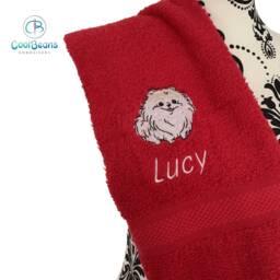 Pomeranian Dog Towel - Personalised Face Cloth/Hand Bath Embroidered - thumbnail 3