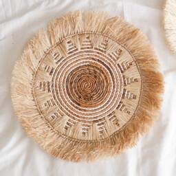 Seagrass Basket Wall Decor, Woven Fringe Raffia Boho Wedding Table Charger, Decor - thumbnail 3