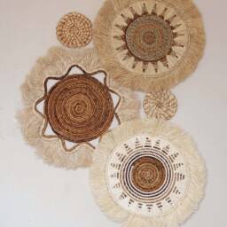 Seagrass Basket Wall Decor, Woven Fringe Raffia Boho Wedding Table Charger, Decor - thumbnail 4