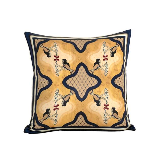 Minoan Woman Throw Pillow Cover Abstract Art, Luxury Satin Cushion - image 1