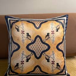 Minoan Woman Throw Pillow Cover Abstract Art, Luxury Satin Cushion - thumbnail 3