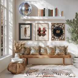 Retro Leopard Wall Art Red Vinyl Records Print Good Vibes Only Poster Maximalist Preppy Trendy Y2K Poster Dopamine Funky Aesthetic - thumbnail 3