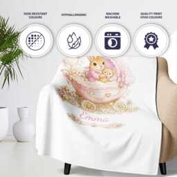Personalised Name Pink Bunny Blanket Fluffy Throw Custom Colour Rabbit Pram Nursery Decor Baby Shower Gift New Mum Keepsake Cute Present - thumbnail 3