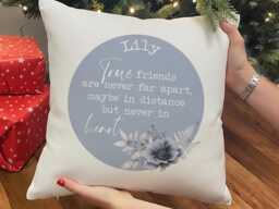 Friendship Cushion, Floral Print, Custom Name - 40x40cm Soft Cover - thumbnail 1