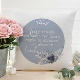 Friendship Cushion, Floral Print, Custom Name - 40x40cm Soft Cover - thumbnail 2