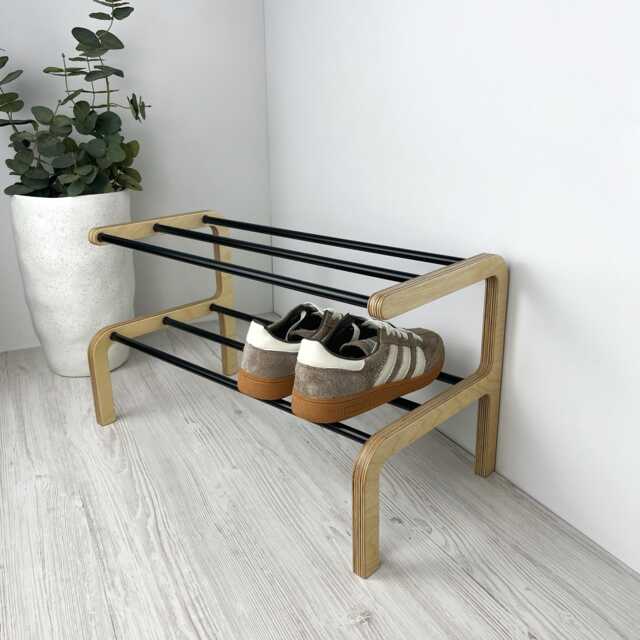 2-Tier Wooden Shoe Rack Entryway Storage - image 1