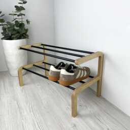 2-Tier Wooden Shoe Rack Entryway Storage - thumbnail 1