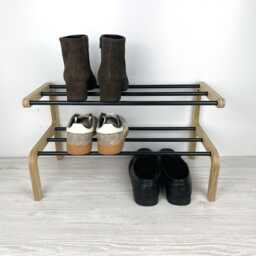 2-Tier Wooden Shoe Rack Entryway Storage - thumbnail 2