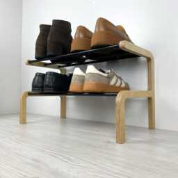 2-Tier Wooden Shoe Rack Entryway Storage - thumbnail 3