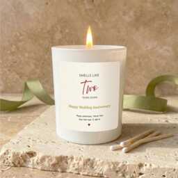 Personalised Anniversary Candle, Soy Wax, Custom Message Gift For Couple - thumbnail 3