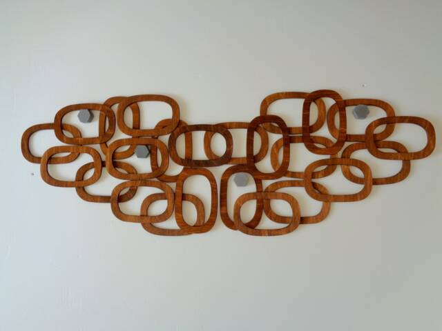 Mid Century Modern Wood Wall Art Walnut Finish, 30 - image 1