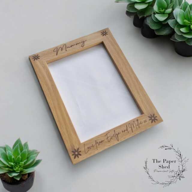 Mum Mummy Gift, Wooden Photo Picture Frame Mother's Day Flowers - image 1