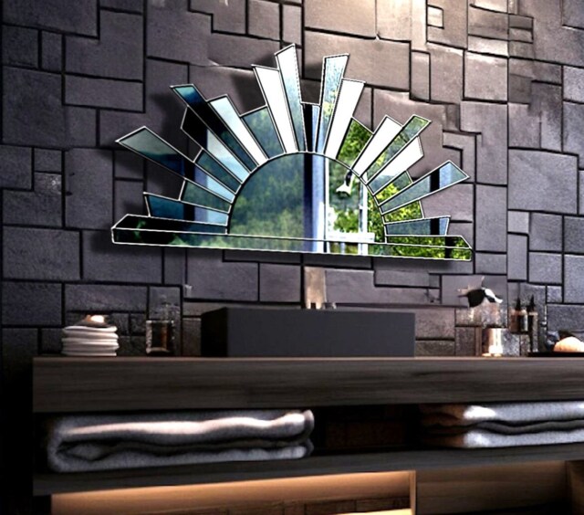 Solaris Splendor Sunburst Aztec Fan Wall Mirror in Silver - image 1