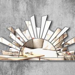 Solaris Splendor Sunburst Aztec Fan Wall Mirror in Silver - thumbnail 2