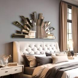 Solaris Splendor Sunburst Aztec Fan Wall Mirror in Silver - thumbnail 3
