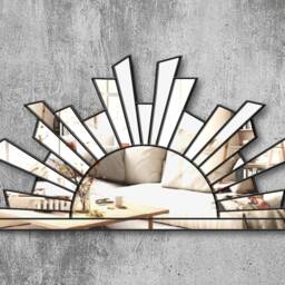 Solaris Splendor Sunburst Aztec Fan Wall Mirror in Silver - thumbnail 4