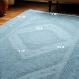 Sky Blue Oushak Rug, Hand Knotted Wool, Traditional Turkish Design - thumbnail 2