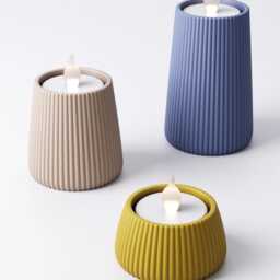 Ridged Tealight Holder - Led Candle Stand Cosy Home Decor 3 Sizes Available - thumbnail 1