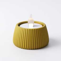 Ridged Tealight Holder - Led Candle Stand Cosy Home Decor 3 Sizes Available - thumbnail 3