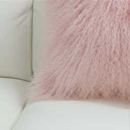 Light Pink Mongolian Sheepskin Fur Cushion Made To Order Custom Sizes Double/Single Sided - thumbnail 2