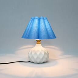 Handmade Light Blue Burlap Lampshade Scallop Home Decor - thumbnail 4