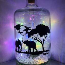 Led Safari Themed Bottle Lamp, African Decor Gift - thumbnail 3
