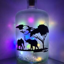 Led Safari Themed Bottle Lamp, African Decor Gift - thumbnail 4