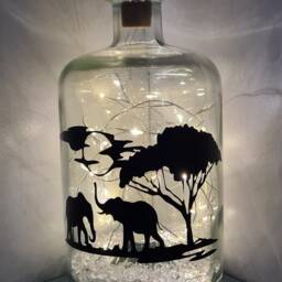 Led Safari Themed Bottle Lamp, African Decor Gift - thumbnail 2