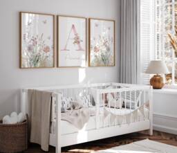 Girls Bedroom Prints, Girls Room Decor, Girl Wall Art, Nursery Decor, Floral, Boho, Neutral, Girly, Wildflower, Toddler, Baby, Pink, Flowers, Tween - thumbnail 1