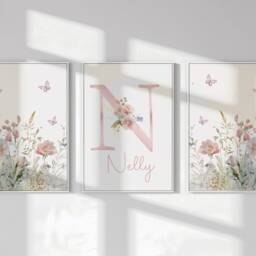 Girls Bedroom Prints, Girls Room Decor, Girl Wall Art, Nursery Decor, Floral, Boho, Neutral, Girly, Wildflower, Toddler, Baby, Pink, Flowers, Tween - thumbnail 2