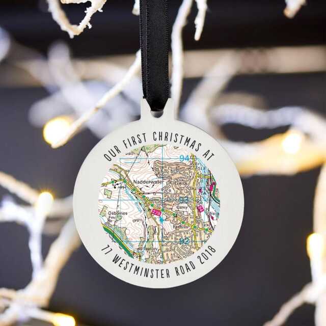 Personalized UK Map Christmas Ornament - Any Postcode, Message Option - image 1