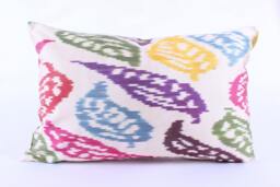 Ikat Silk Velvet Pillow 16x24 - Handmade Boho Cushion Cover Turkish Home Decor Accent