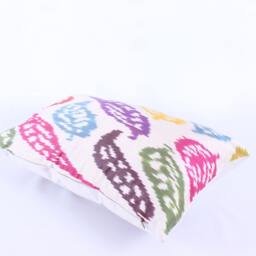 Ikat Silk Velvet Pillow 16x24 - Handmade Boho Cushion Cover Turkish Home Decor Accent - thumbnail 3