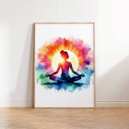 Yoga Wall Art Set - 3 Sunrise Posters - Room Print Prints Office Woman Meditation Gifts Pictures Artwork Poster - thumbnail 3