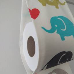 Cream Fabric Toilet Roll Holder/Elephants Print Fabric, 2 - 3 Rolls At The Wall Or Door. Bath Decor. Magazin Holder. Door Storage - thumbnail 3
