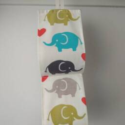 Cream Fabric Toilet Roll Holder/Elephants Print Fabric, 2 - 3 Rolls At The Wall Or Door. Bath Decor. Magazin Holder. Door Storage - thumbnail 2
