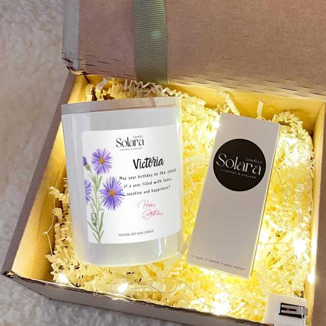Personalised September Birth Flower Candle Gift Set, Sept Month For Sister Auntie Mum Friends, 30Th 40Th 50Th Birthday - image 1