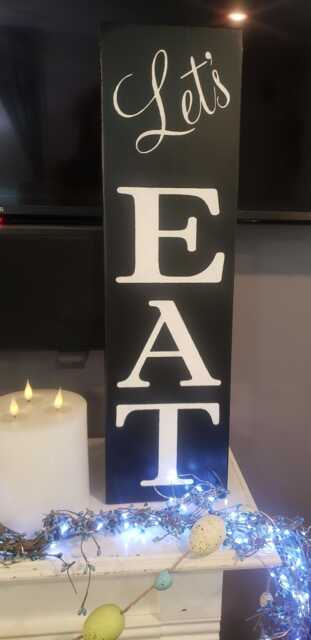 Let's Eat Wood Sign Kitchen Rustic Primitive Farmhouse Decor Fixer Upper Large Vertical Wall Hanging Housewarming Gift Distressed - image 1