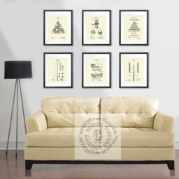 Vintage Billiards Patent Art Prints, Rec Room Decor Set Of 6 - thumbnail 2