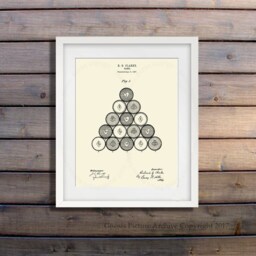 Vintage Billiards Patent Art Prints, Rec Room Decor Set Of 6 - thumbnail 3