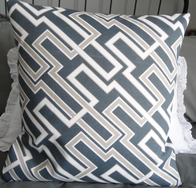 Outdoor Geometric Pillow Covers.blue.beige.white.slipcovers.patio Covers.toss Pillows.deck Covers.home Decor Pillows - image 1