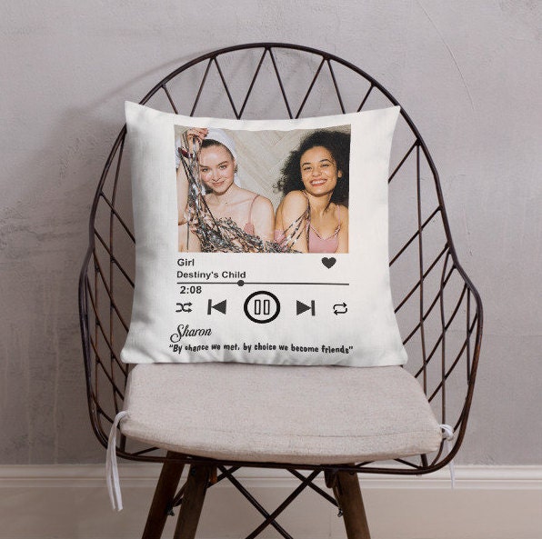 Personalised Song Playlist Cushion Cover Music Prints Gift - Custom Gift With Photo For Best Friend - image 1