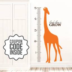 Giraffe Growth Chart For Kids, Wall Sticker, Ruler Decal, Playroom Kids Measuring Height - thumbnail 1