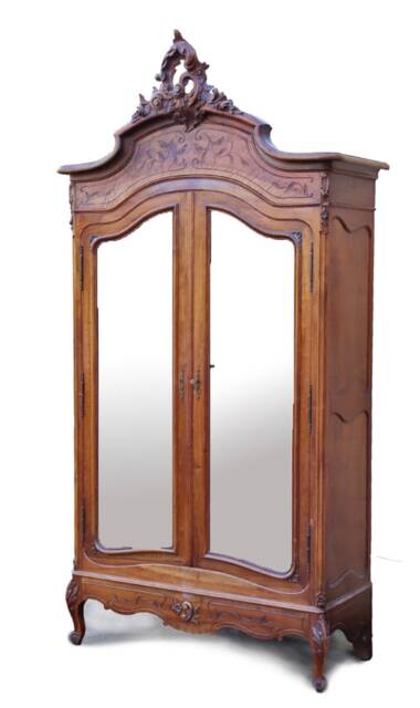Beautiful Double French Wardrobe Mirror Carved Amoire. Custom Painted Colour Of Your Choice. Shelves & Drawers. Free Delivery - image 1