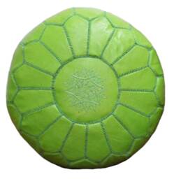 Premium Genuine Leather Moroccan Pouf Pouffe - Lime