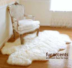 Faux Fur Sheepskin Accent Rug - Shaggy Flokati Style, White Or Off - thumbnail 3